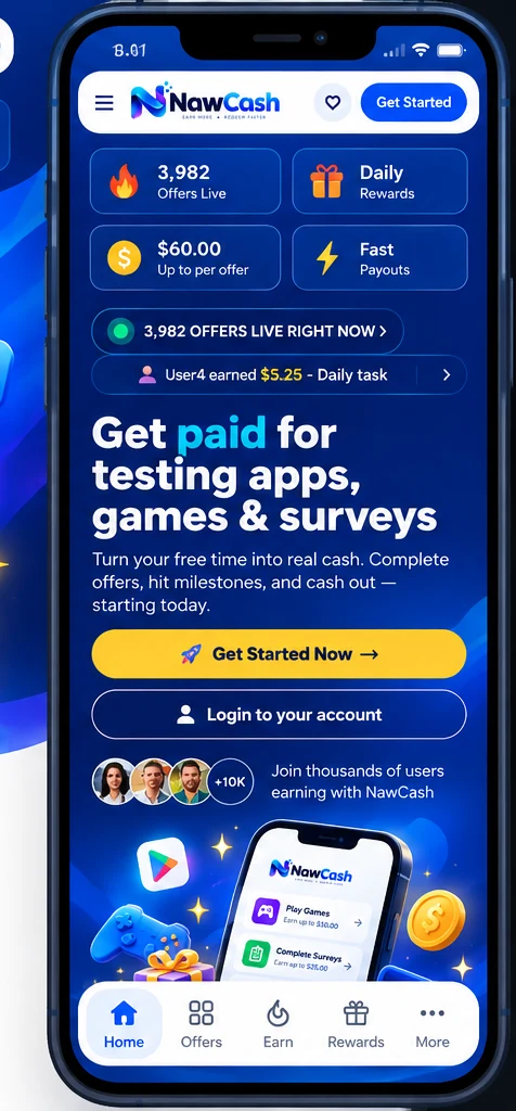 NawCash app with rewards, coins and gifts